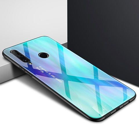 Custodia Silicone Gel Laterale Fantasia Modello Specchio Cover K01 per Huawei P Smart+ Plus (2019) Ciano