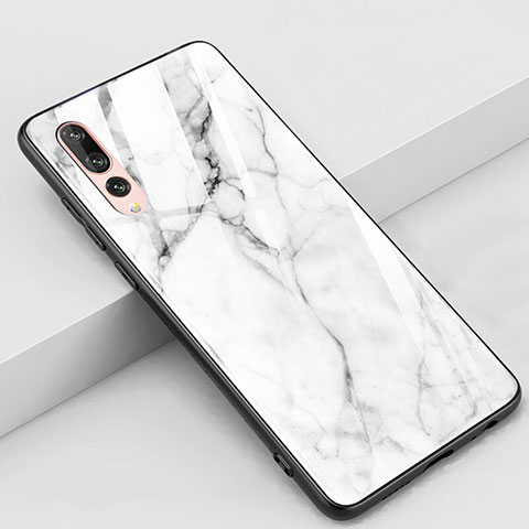 Custodia Silicone Gel Laterale Fantasia Modello Specchio Cover K01 per Huawei P20 Pro Bianco