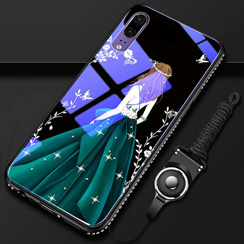 Custodia Silicone Gel Laterale Fantasia Modello Specchio Cover K01 per Huawei P20 Verde