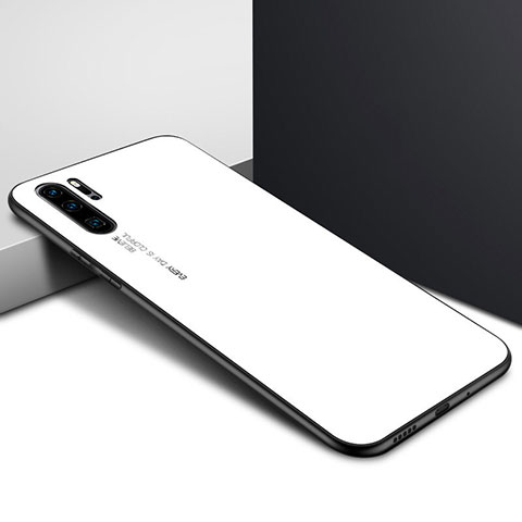 Custodia Silicone Gel Laterale Fantasia Modello Specchio Cover K02 per Huawei P30 Pro New Edition Bianco