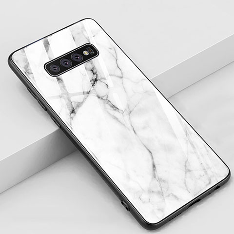 Custodia Silicone Gel Laterale Fantasia Modello Specchio Cover K02 per Samsung Galaxy S10 Bianco