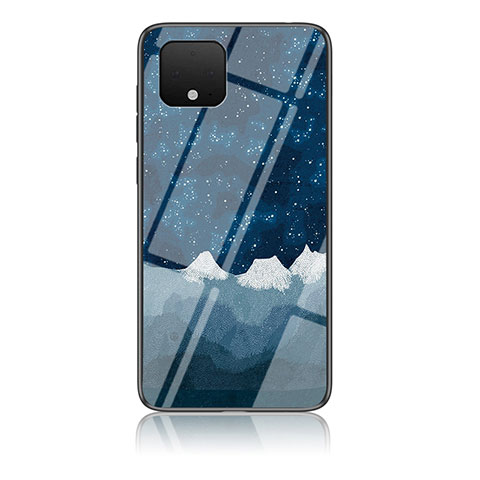 Custodia Silicone Gel Laterale Fantasia Modello Specchio Cover LS1 per Google Pixel 4 XL Blu