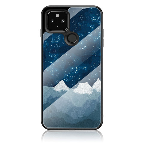 Custodia Silicone Gel Laterale Fantasia Modello Specchio Cover LS1 per Google Pixel 5 XL 5G Blu