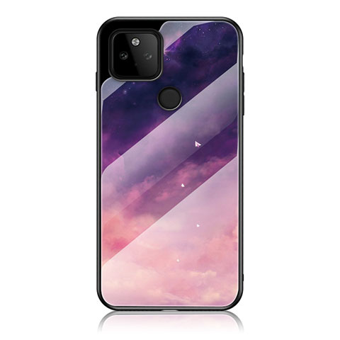 Custodia Silicone Gel Laterale Fantasia Modello Specchio Cover LS1 per Google Pixel 5a 5G Viola