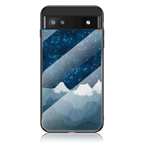 Custodia Silicone Gel Laterale Fantasia Modello Specchio Cover LS1 per Google Pixel 6a 5G Blu