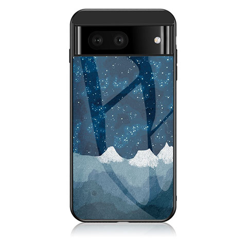 Custodia Silicone Gel Laterale Fantasia Modello Specchio Cover LS1 per Google Pixel 7a 5G Blu