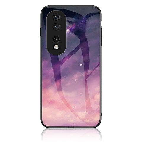 Custodia Silicone Gel Laterale Fantasia Modello Specchio Cover LS1 per Huawei Honor 80 5G Viola