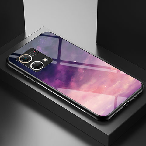 Custodia Silicone Gel Laterale Fantasia Modello Specchio Cover LS1 per Oppo F21 Pro 4G Viola