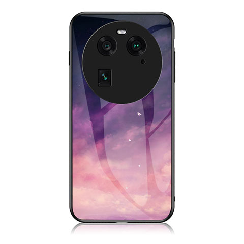 Custodia Silicone Gel Laterale Fantasia Modello Specchio Cover LS1 per Oppo Find X6 5G Viola