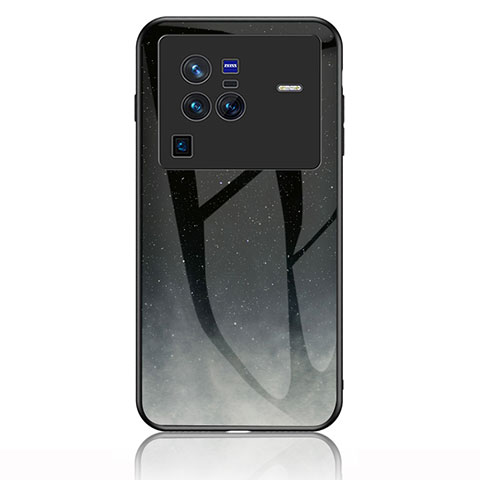 Custodia Silicone Gel Laterale Fantasia Modello Specchio Cover LS1 per Vivo X80 Pro 5G Grigio
