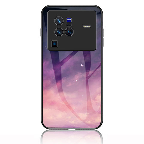 Custodia Silicone Gel Laterale Fantasia Modello Specchio Cover LS1 per Vivo X80 Pro 5G Viola