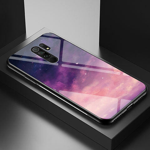 Custodia Silicone Gel Laterale Fantasia Modello Specchio Cover LS1 per Xiaomi Redmi 9 Prime India Viola