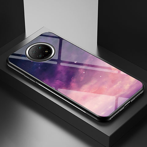 Custodia Silicone Gel Laterale Fantasia Modello Specchio Cover LS1 per Xiaomi Redmi Note 9 5G Viola