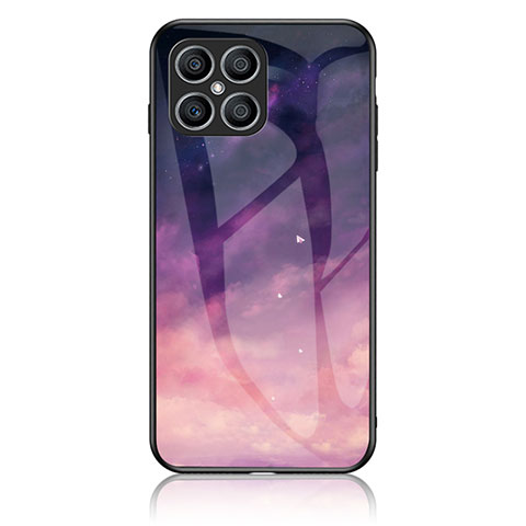 Custodia Silicone Gel Laterale Fantasia Modello Specchio Cover LS2 per Huawei Honor X8 4G Viola