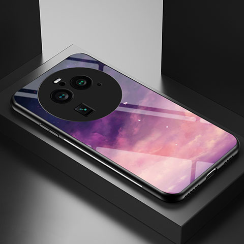 Custodia Silicone Gel Laterale Fantasia Modello Specchio Cover LS2 per Oppo Find X6 5G Viola