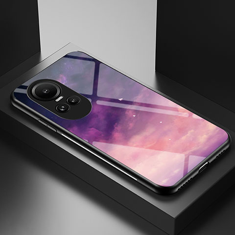 Custodia Silicone Gel Laterale Fantasia Modello Specchio Cover LS2 per Oppo Reno10 Pro 5G Viola