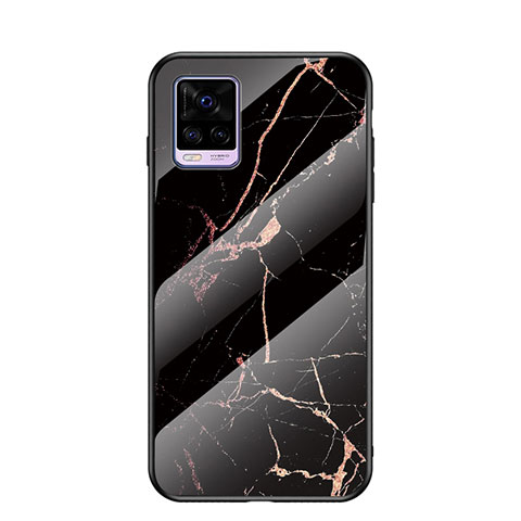 Custodia Silicone Gel Laterale Fantasia Modello Specchio Cover LS2 per Vivo V20 Oro e Nero