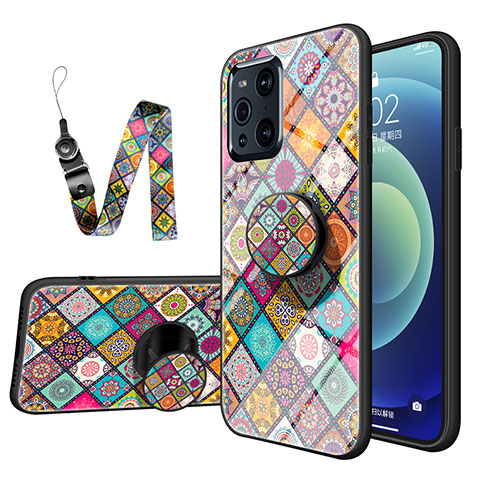 Custodia Silicone Gel Laterale Fantasia Modello Specchio Cover LS3 per Oppo Find X3 Pro 5G Colorato