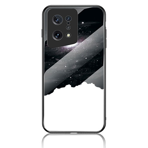 Custodia Silicone Gel Laterale Fantasia Modello Specchio Cover LS4 per Oppo Find X5 5G Nero