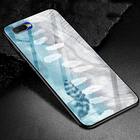 Custodia Silicone Gel Laterale Fantasia Modello Specchio Cover M01 per Oppo K1 Cielo Blu