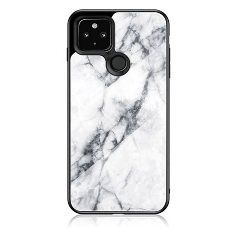 Custodia Silicone Gel Laterale Fantasia Modello Specchio Cover per Google Pixel 4a 5G Bianco