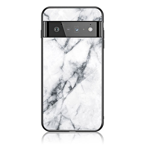 Custodia Silicone Gel Laterale Fantasia Modello Specchio Cover per Google Pixel 6 Pro 5G Bianco