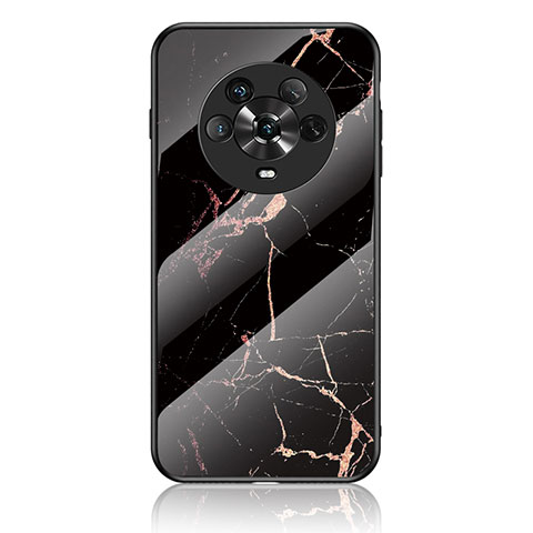 Custodia Silicone Gel Laterale Fantasia Modello Specchio Cover per Huawei Honor Magic4 5G Oro e Nero