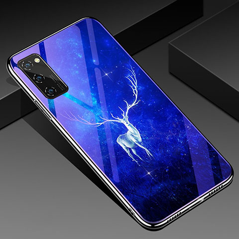 Custodia Silicone Gel Laterale Fantasia Modello Specchio Cover per Huawei Honor V30 Pro 5G Blu