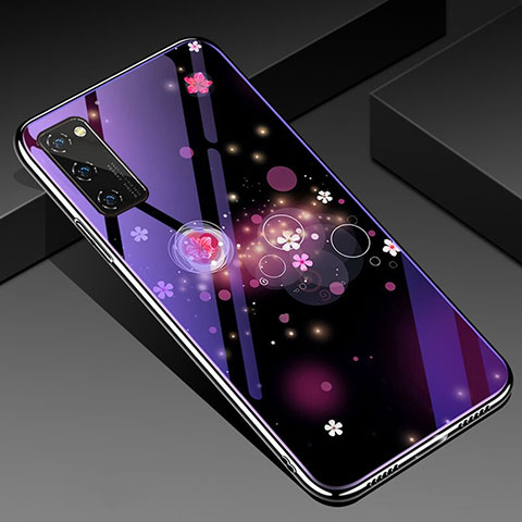 Custodia Silicone Gel Laterale Fantasia Modello Specchio Cover per Huawei Honor V30 Pro 5G Viola