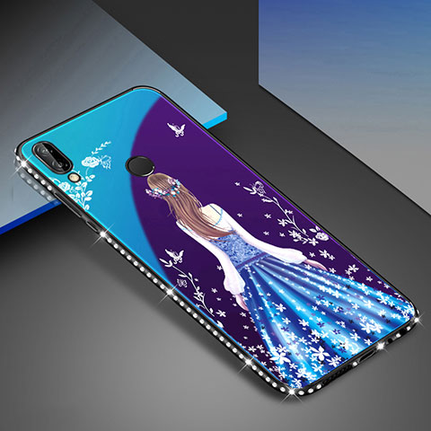 Custodia Silicone Gel Laterale Fantasia Modello Specchio Cover per Huawei Nova 3e Blu