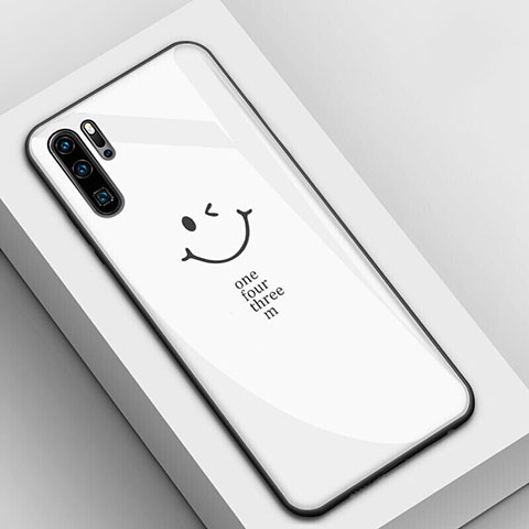 Custodia Silicone Gel Laterale Fantasia Modello Specchio Cover per Huawei P30 Pro Bianco