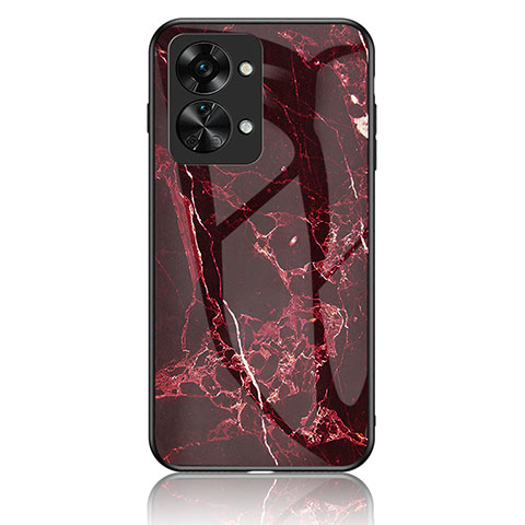 Custodia Silicone Gel Laterale Fantasia Modello Specchio Cover per OnePlus Nord 2T 5G Rosso