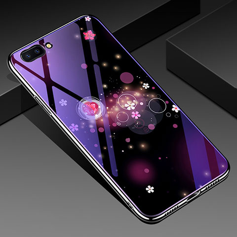 Custodia Silicone Gel Laterale Fantasia Modello Specchio Cover per Oppo A12e Viola