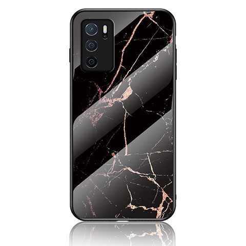 Custodia Silicone Gel Laterale Fantasia Modello Specchio Cover per Oppo A16 Oro e Nero