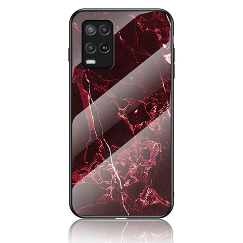 Custodia Silicone Gel Laterale Fantasia Modello Specchio Cover per Oppo A54 4G Rosso