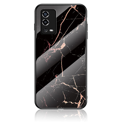 Custodia Silicone Gel Laterale Fantasia Modello Specchio Cover per Oppo A55 4G Oro e Nero