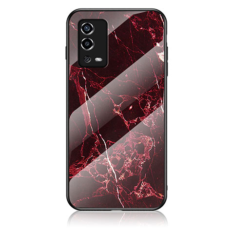 Custodia Silicone Gel Laterale Fantasia Modello Specchio Cover per Oppo A55 4G Rosso