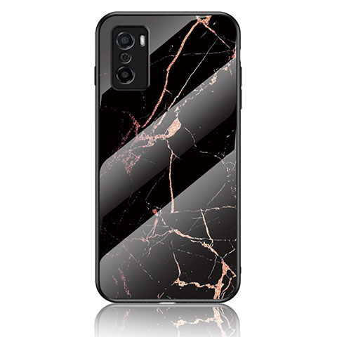 Custodia Silicone Gel Laterale Fantasia Modello Specchio Cover per Oppo A55S 5G Oro e Nero