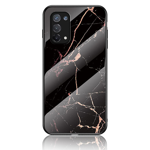 Custodia Silicone Gel Laterale Fantasia Modello Specchio Cover per Oppo A74 5G Oro e Nero