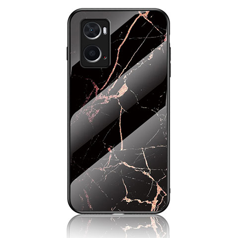 Custodia Silicone Gel Laterale Fantasia Modello Specchio Cover per Oppo A76 Oro e Nero