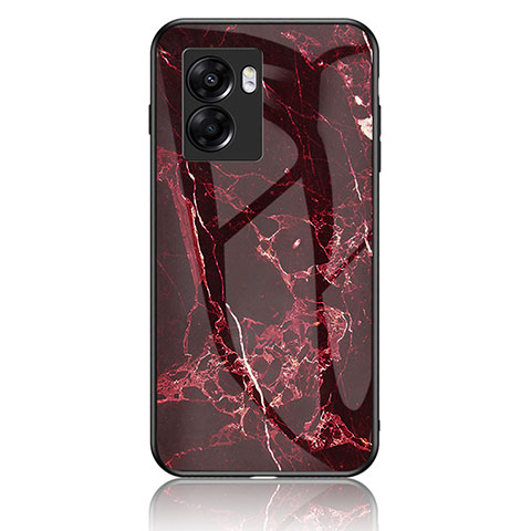 Custodia Silicone Gel Laterale Fantasia Modello Specchio Cover per Oppo A77 5G Rosso