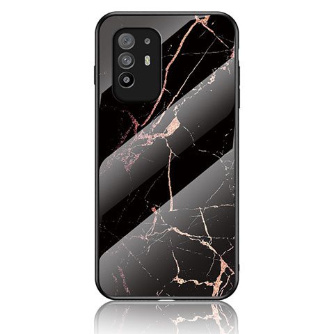 Custodia Silicone Gel Laterale Fantasia Modello Specchio Cover per Oppo A94 5G Oro e Nero