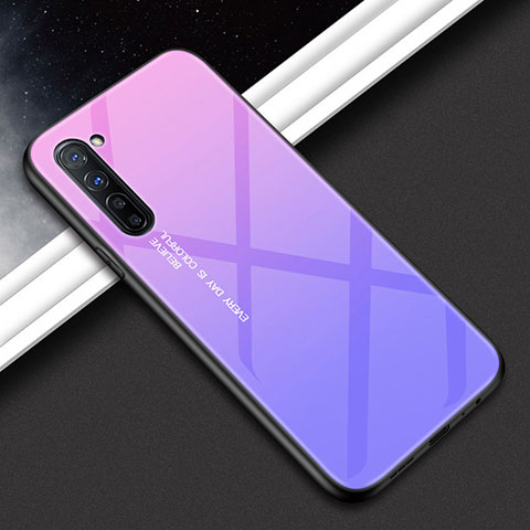 Custodia Silicone Gel Laterale Fantasia Modello Specchio Cover per Oppo F15 Viola