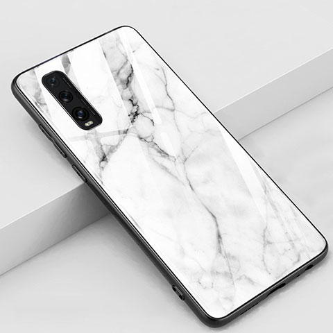 Custodia Silicone Gel Laterale Fantasia Modello Specchio Cover per Oppo Find X2 Bianco