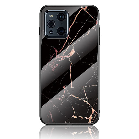 Custodia Silicone Gel Laterale Fantasia Modello Specchio Cover per Oppo Find X3 5G Oro e Nero