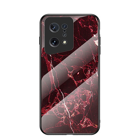 Custodia Silicone Gel Laterale Fantasia Modello Specchio Cover per Oppo Find X5 5G Rosso