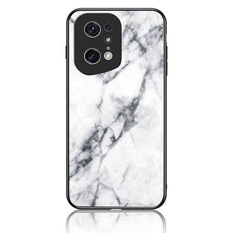 Custodia Silicone Gel Laterale Fantasia Modello Specchio Cover per Oppo Find X5 Pro 5G Bianco