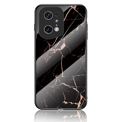 Custodia Silicone Gel Laterale Fantasia Modello Specchio Cover per Oppo Find X5 Pro 5G Oro e Nero