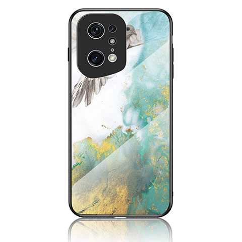 Custodia Silicone Gel Laterale Fantasia Modello Specchio Cover per Oppo Find X5 Pro 5G Verde