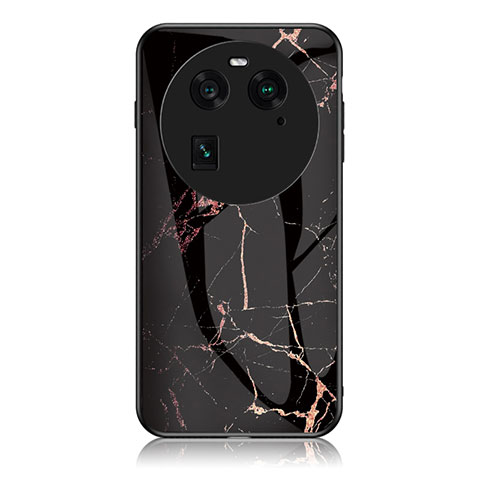 Custodia Silicone Gel Laterale Fantasia Modello Specchio Cover per Oppo Find X6 Pro 5G Oro e Nero